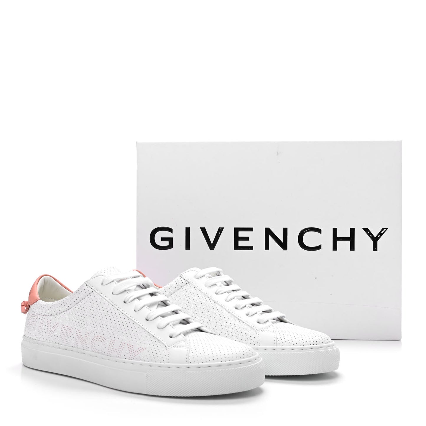 Calfskin Perforated Womens Urban Street Sneakers 36 White Pink