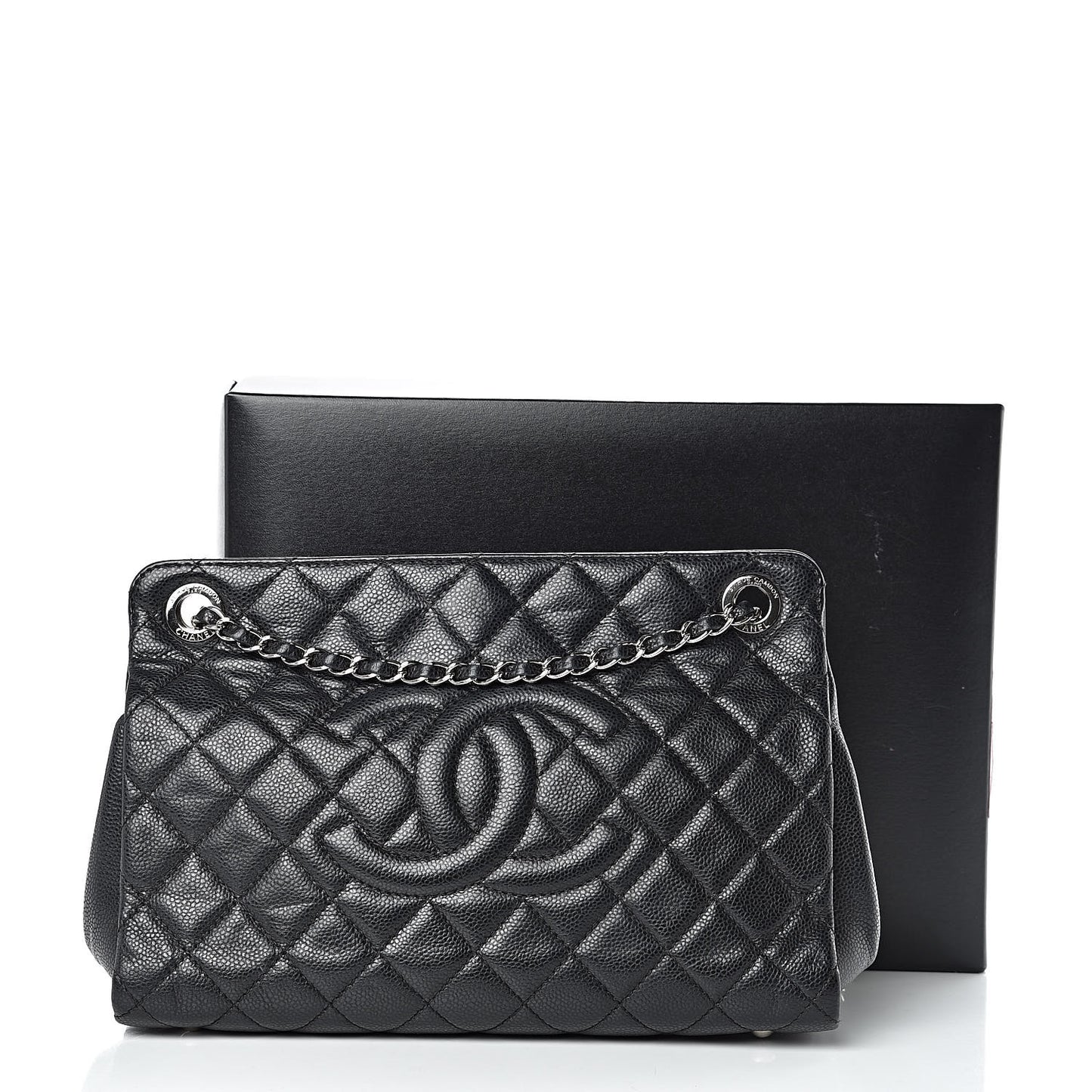 Caviar Quilted Timeless CC Shopping Tote Black