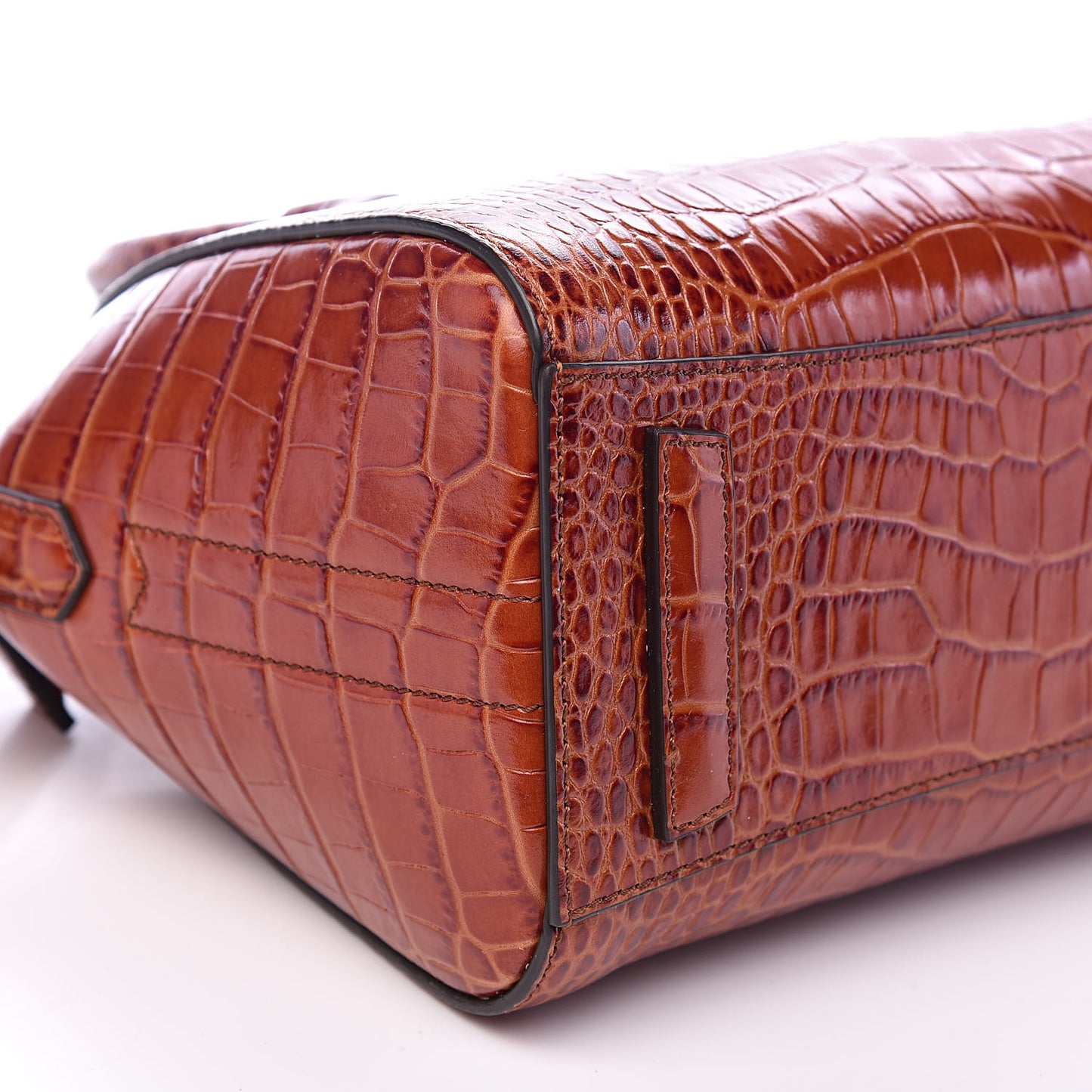 Calfskin Crocodile Embossed Mini Antigona Cognac
