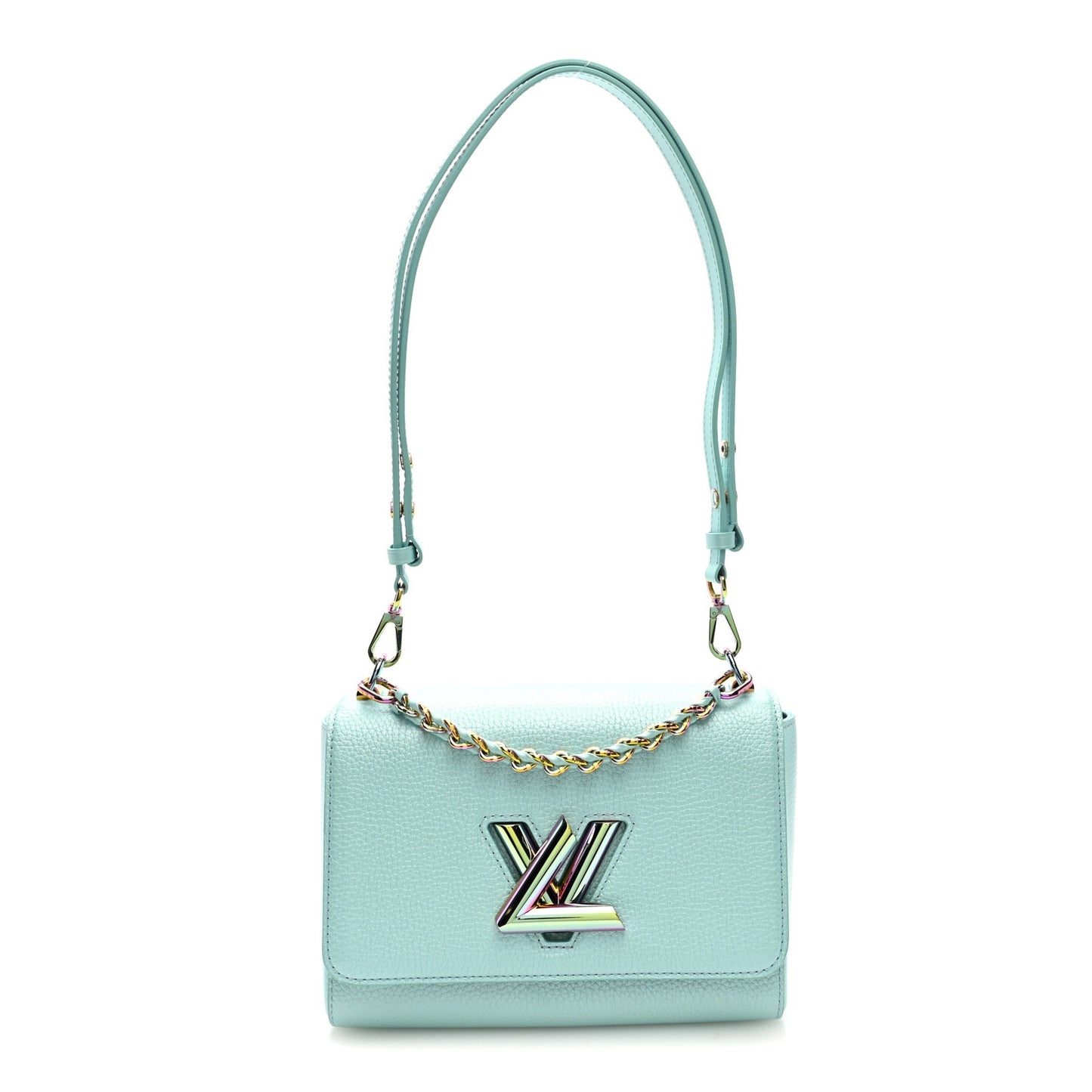 Iridescent Grained Calfskin Summer Splash Twist MM Blue