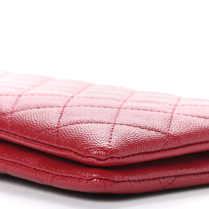 Chanel Caviar Quilted Large Zipped Clutch Red 10 of 10