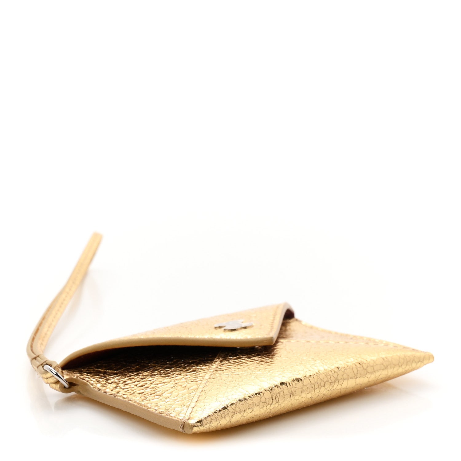Chanel Metallic Lambskin Card Holder With Strap Gold 8 of 16