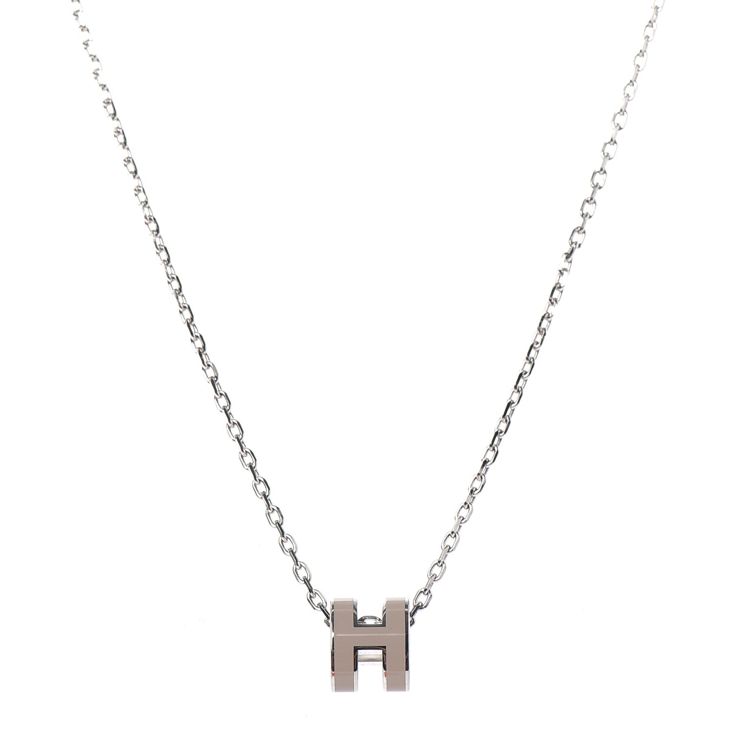 Palladium Mini Pop H Pendant Necklace Marron Glace
