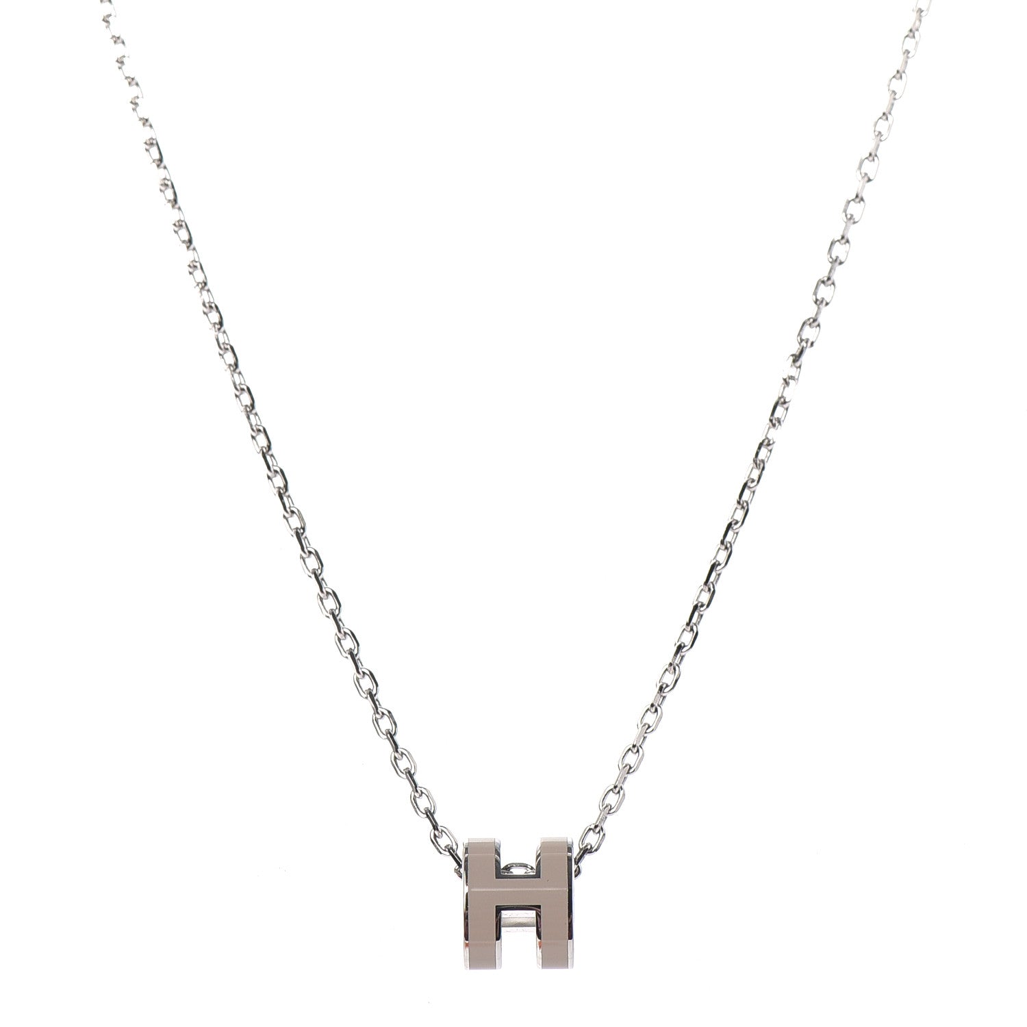 Hermes Palladium Mini Pop H Pendant Necklace Marron Glace 1 of 6