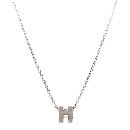 Hermes Palladium Mini Pop H Pendant Necklace Marron Glace 1 of 6