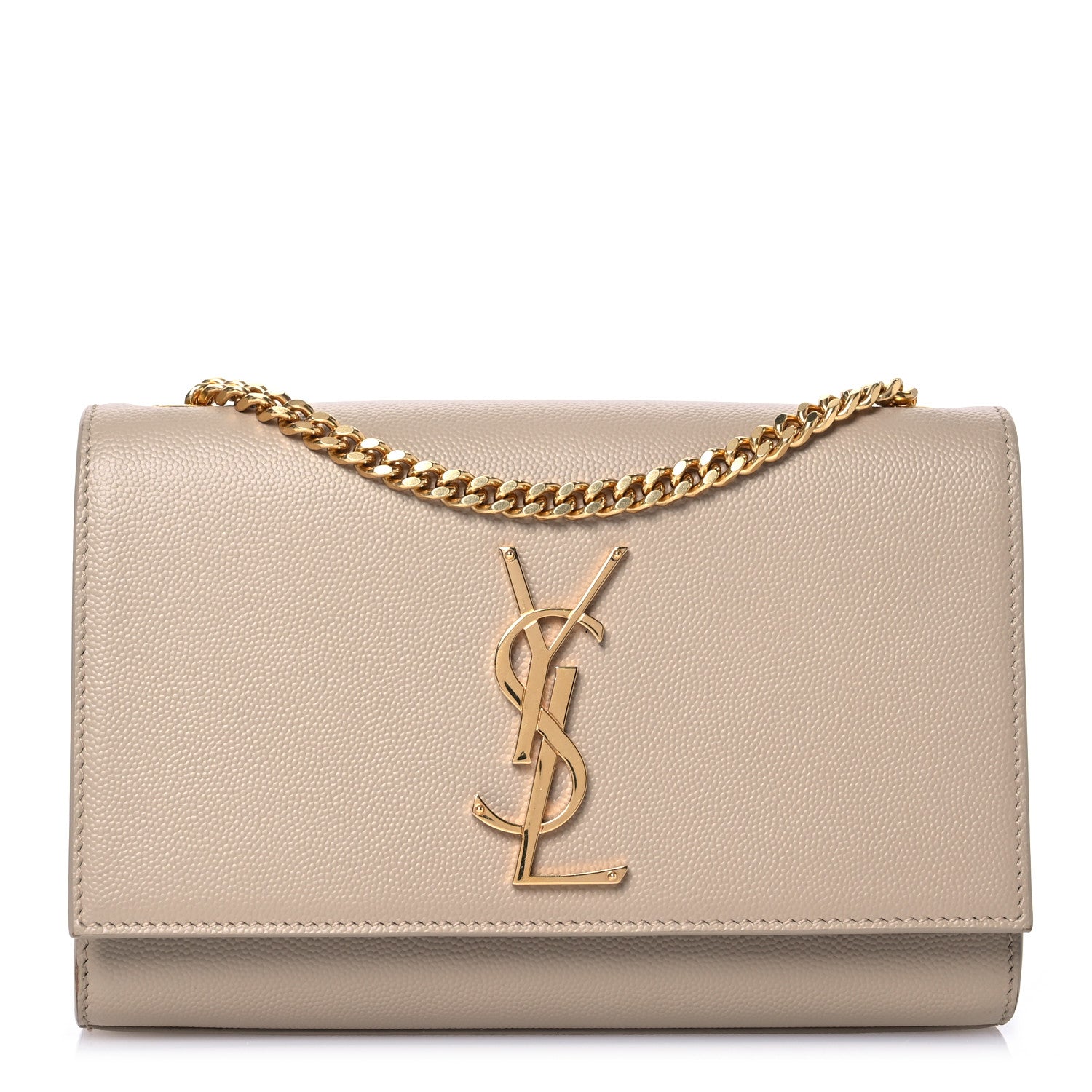 Saint Laurent Grain De Poudre Small Monogram Kate Satchel Dark Beige 1 of 15