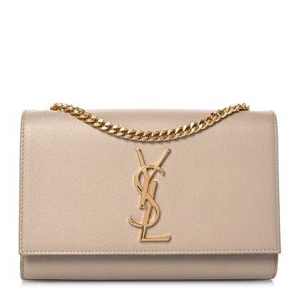 Saint Laurent Grain De Poudre Small Monogram Kate Satchel Dark Beige 1 of 15