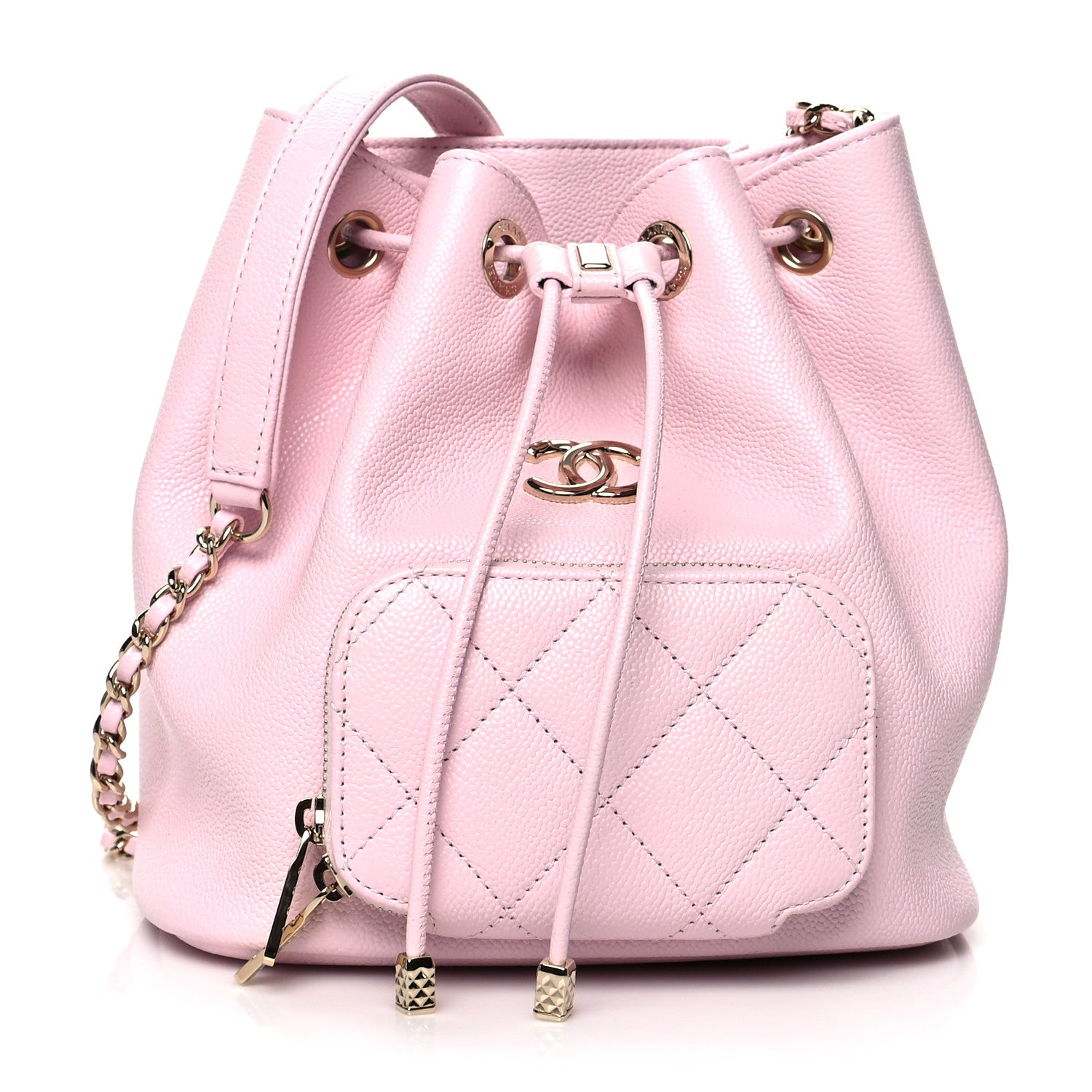 Chanel Caviar Quilted CC Pocket Bucket Bag Light Pink 1 of 11