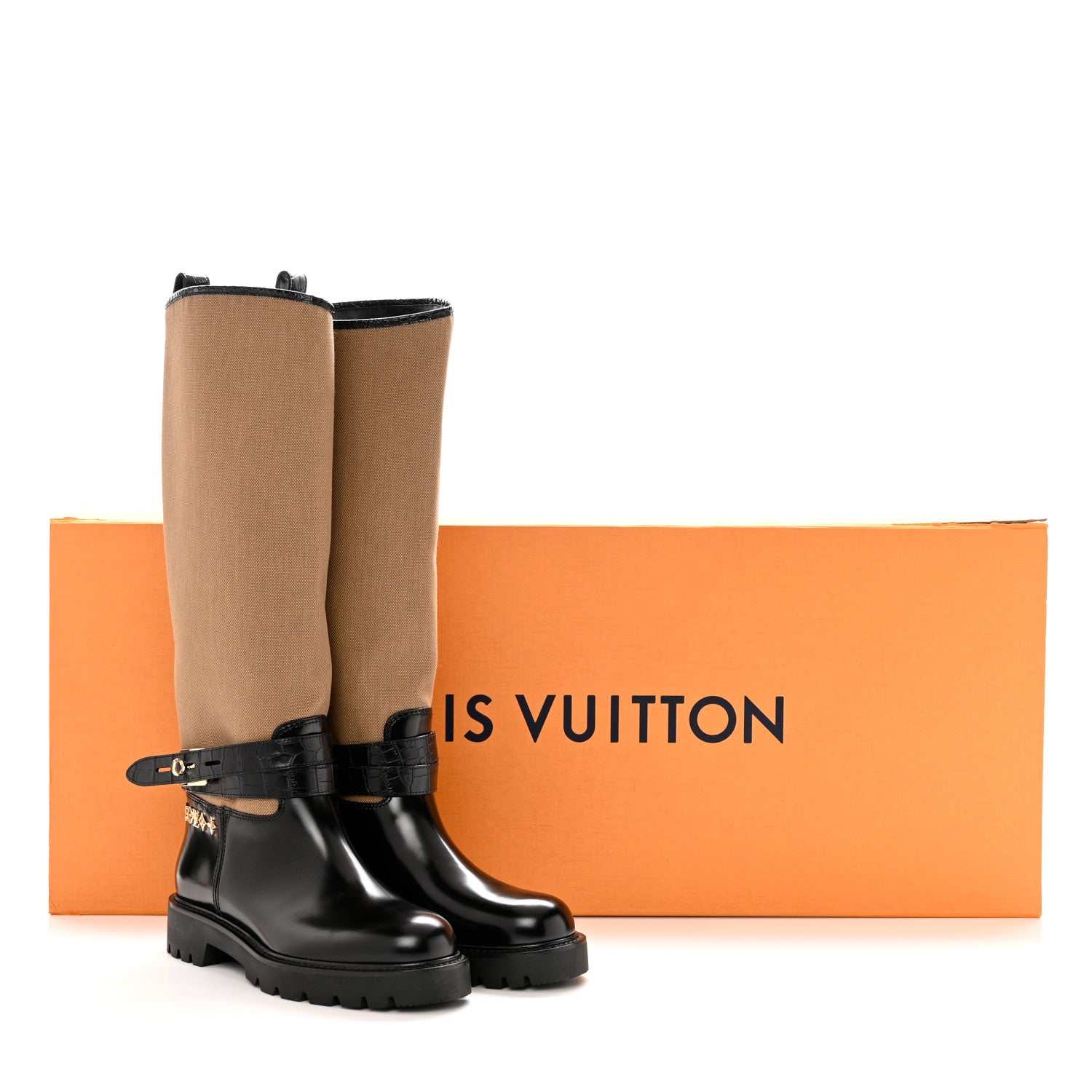 Louis Vuitton Canvas Calfskin Territory Flat High Ranger Boots 38 Khaki 9 of 9