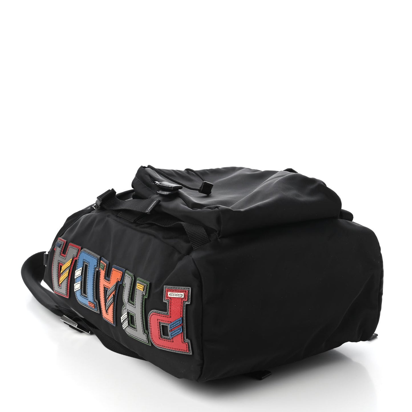Nylon Tessuto Character Logo Patch Backpack Black