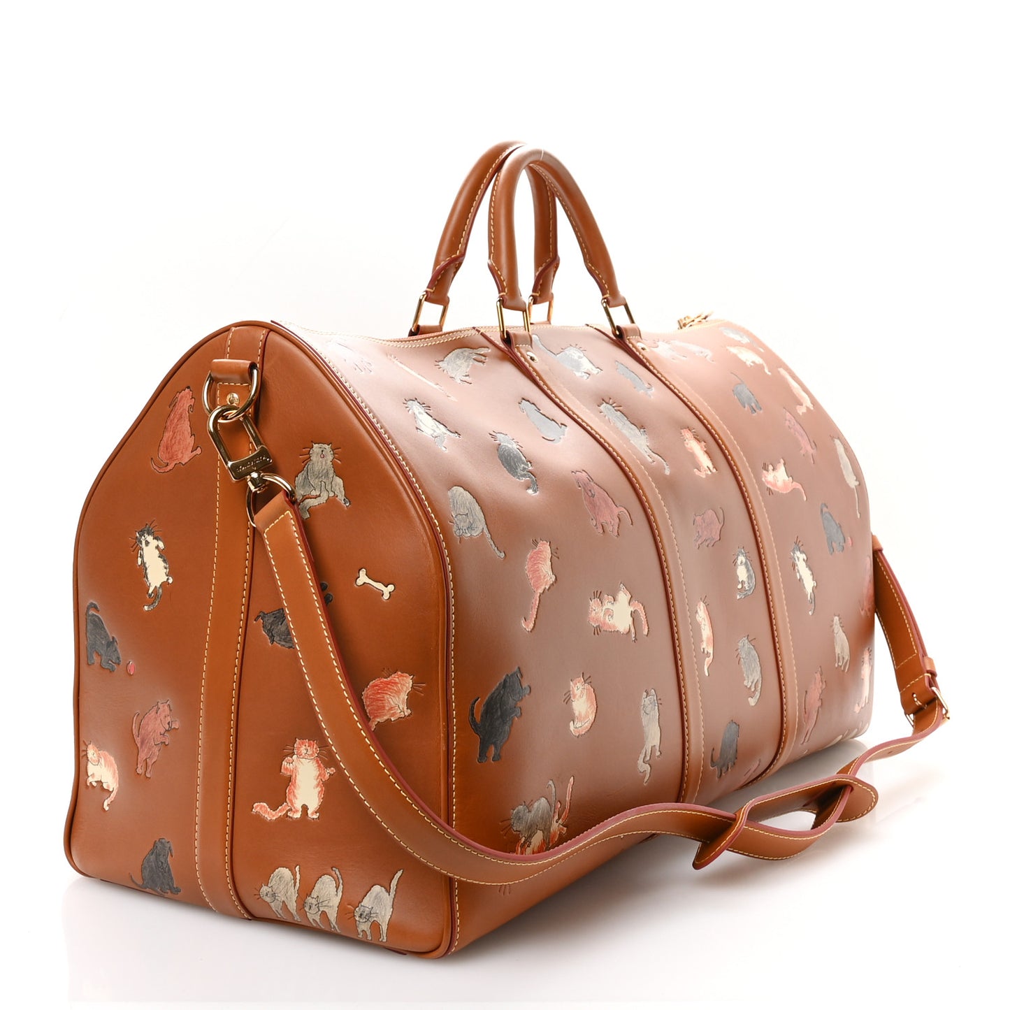 Calfskin Catogram Keepall Bandouliere 55  Tan