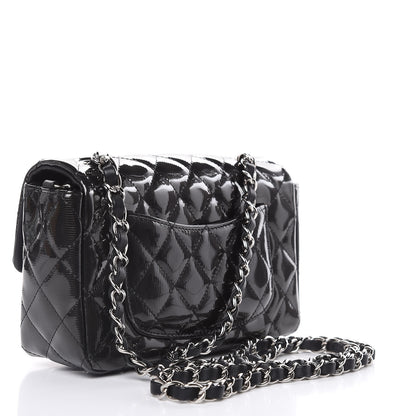 Chanel Striated Patent Quilted Mini Rectangular Flap Black 3 of 12
