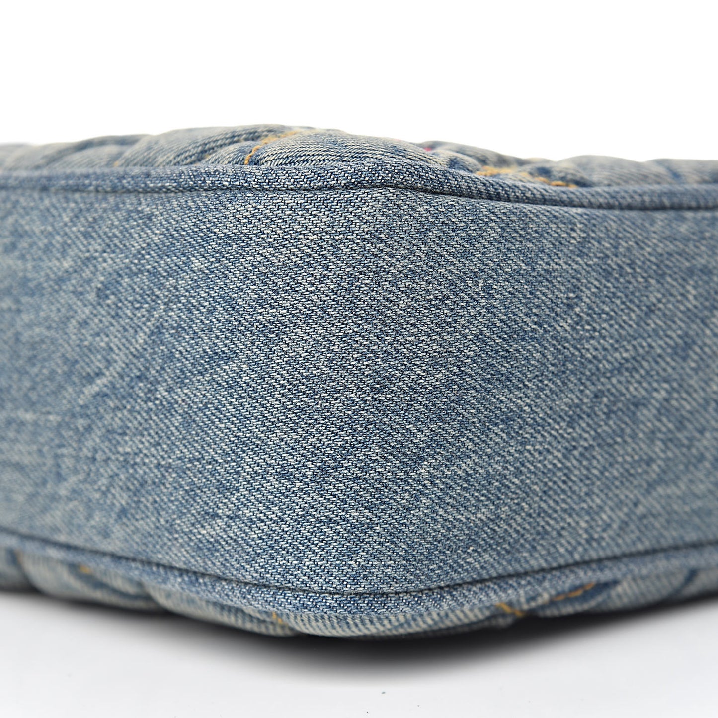 Denim Matelasse Quilted Summer Embroidered Classic Monogram Camera Bag Blue