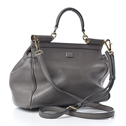 Dolce & Gabbana Grained Deerskin Medium Miss Sicily Satchel Grey 3 of 12