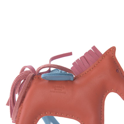 Hermes Milo Lambskin Grigri Rodeo Horse Bag Charm PM Orange Poppy Rose Azalee Bleu Azteque 4 of 5