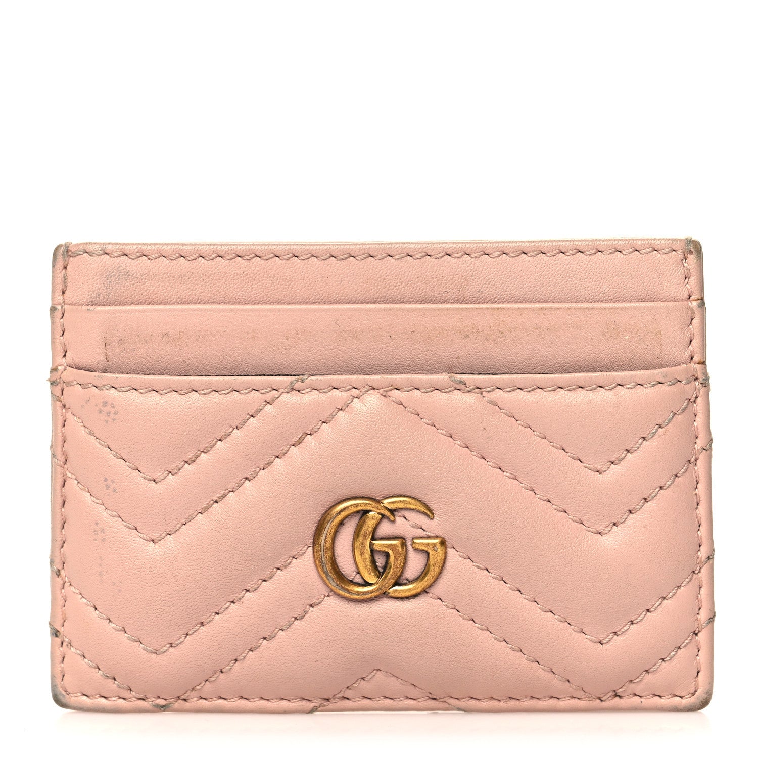 Gucci Calfskin Matelasse GG Marmont Card Holder Perfect Pink 1 of 12
