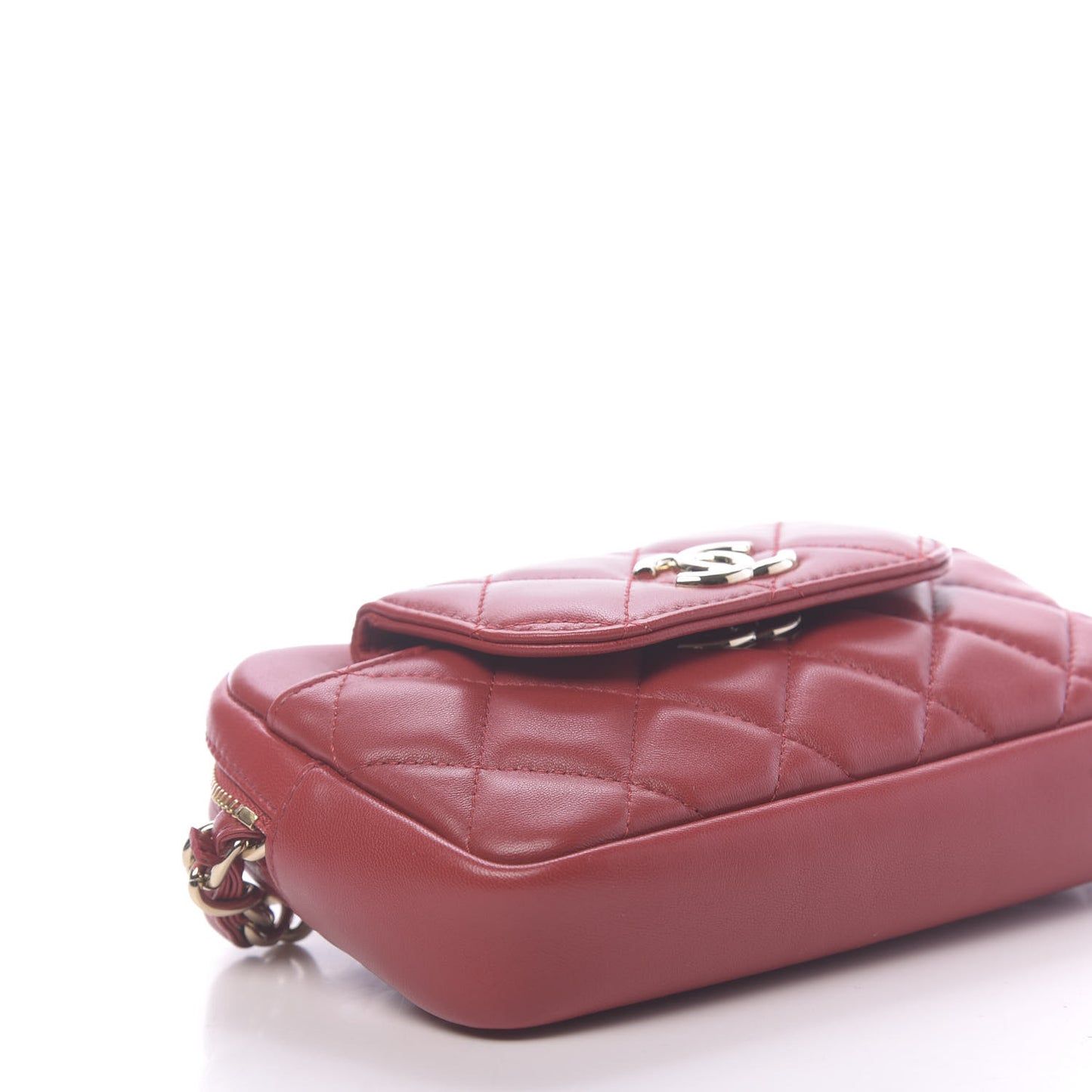 Lambskin Quilted Waist Bag Red