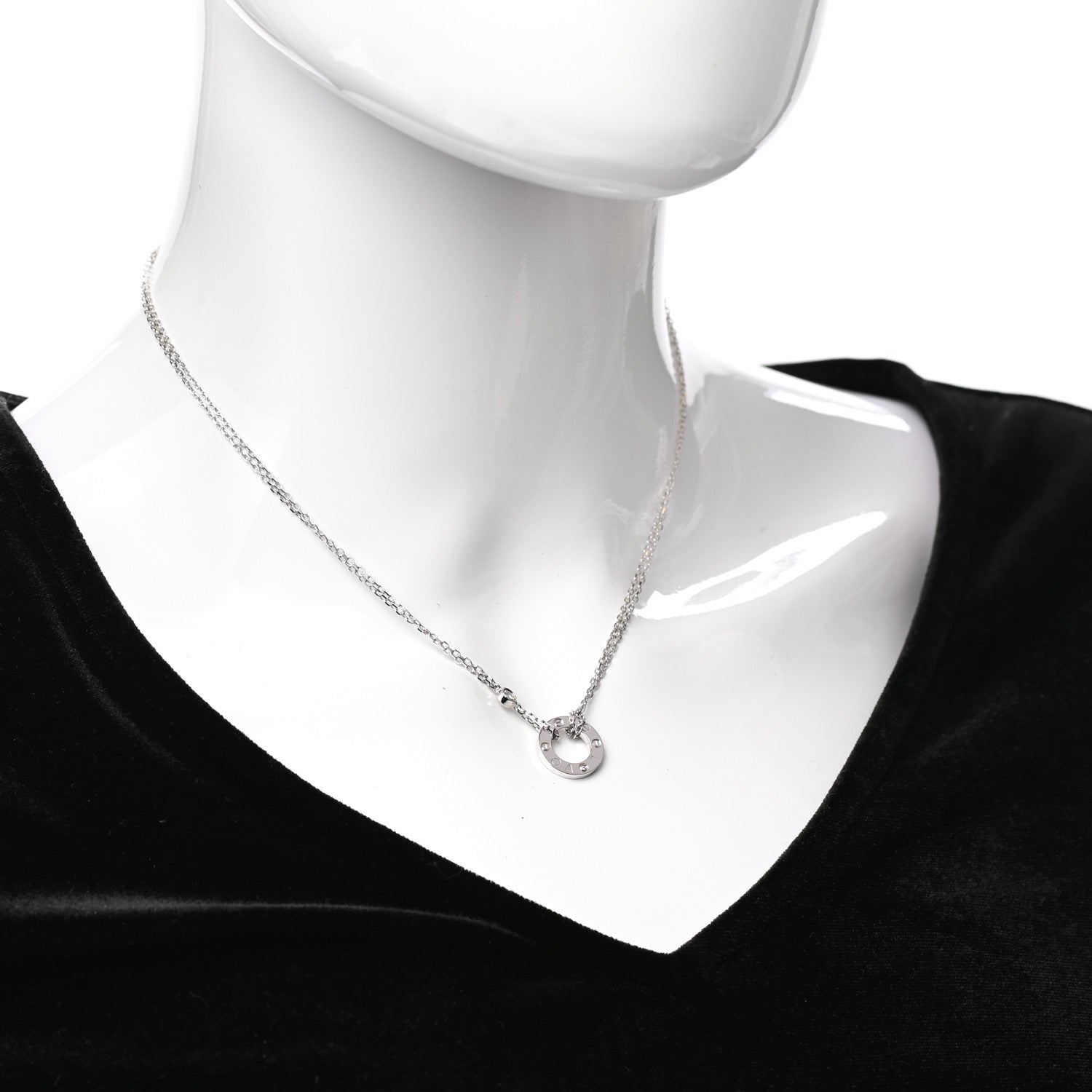 Cartier 18K White Gold 2 Diamond LOVE Necklace 2 of 6