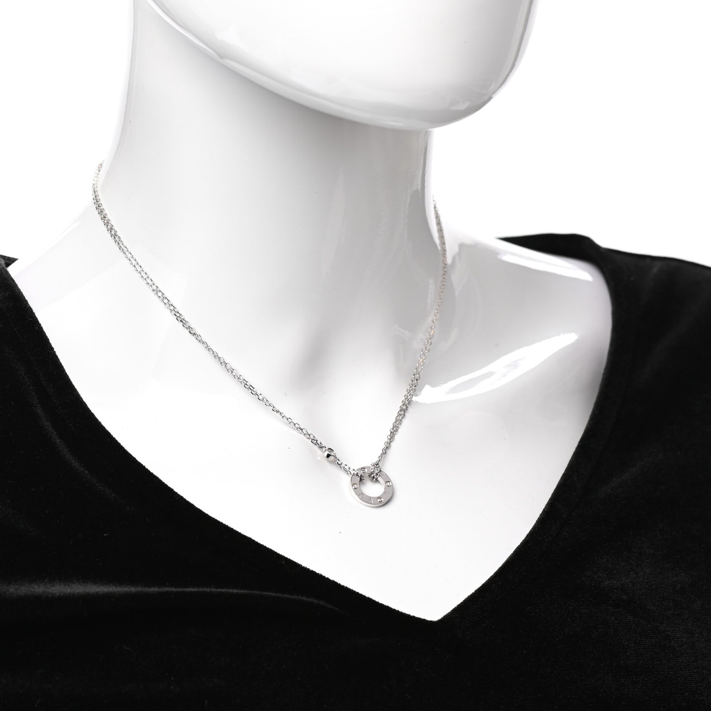 18K White Gold 2 Diamond LOVE Necklace