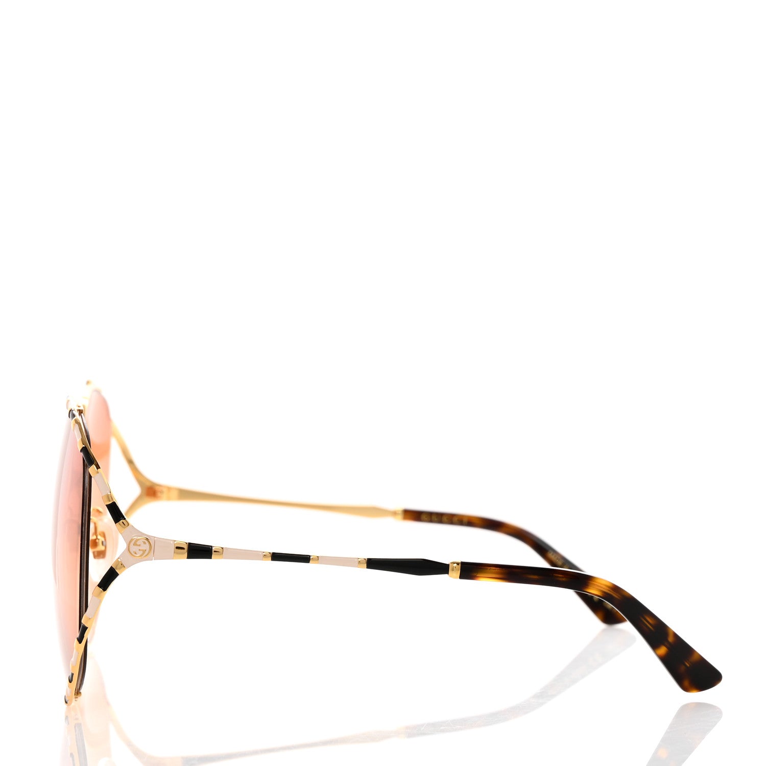 Gucci Metal Round Frame GG0595S Sunglasses Gold Black 3 of 8