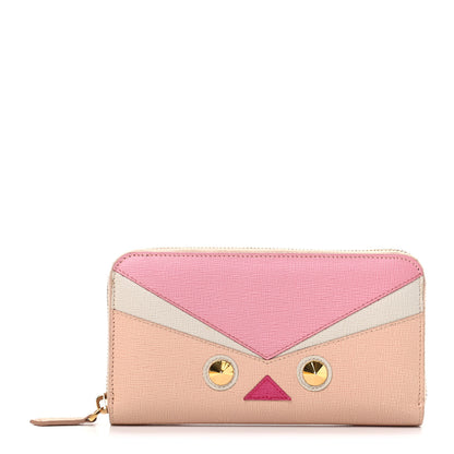 Fendi Vitello Elite QuTweet Studded Zip Around Wallet Pink 1 of 10