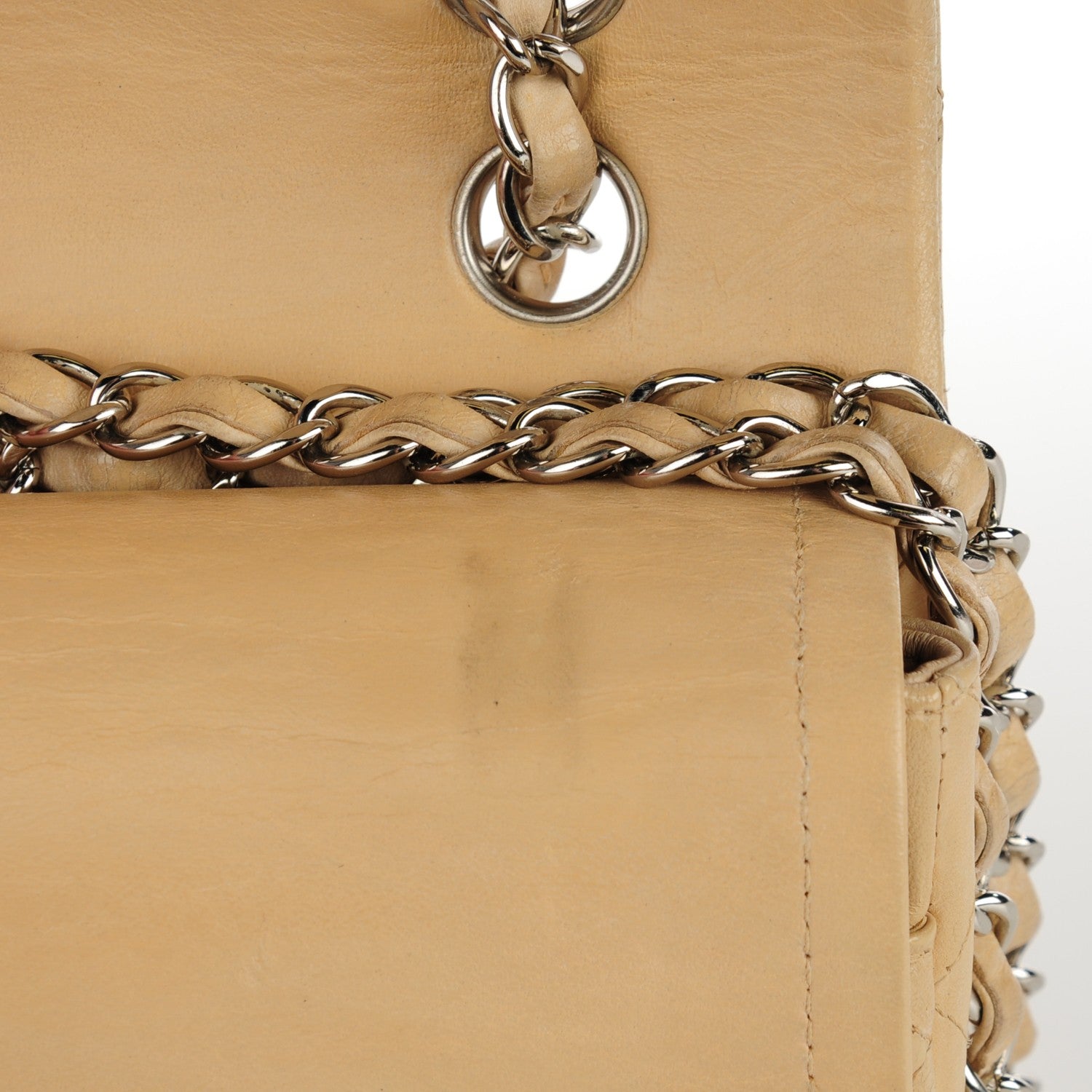 Chanel Lambskin Quilted Medium Double Flap Beige 10 of 15