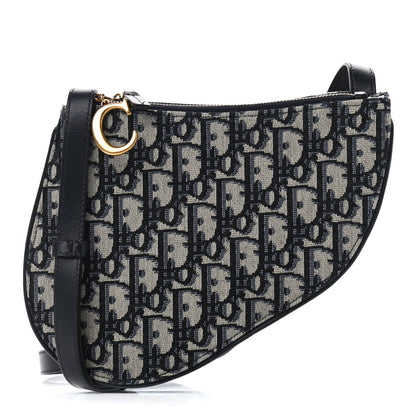 Christian Dior Oblique Saddle Pouch With Strap Navy Blue 1 of 10
