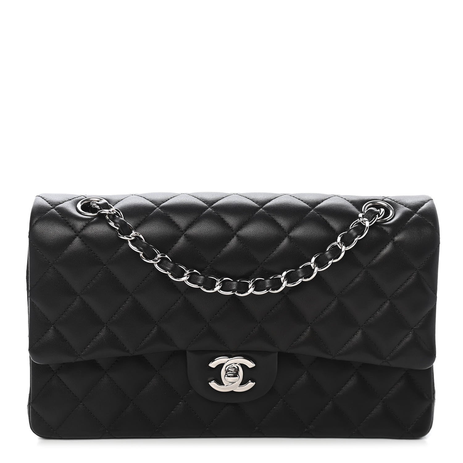 Chanel Lambskin Quilted Medium Double Flap Black 1 of 9