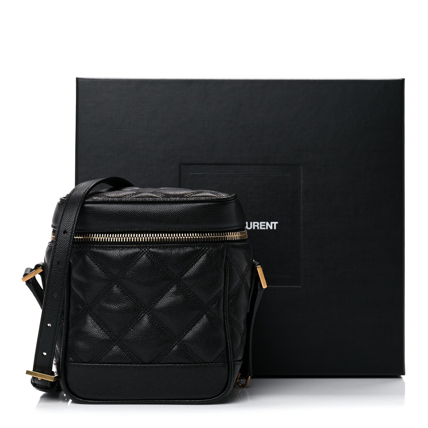 Saint Laurent Grain de Poudre Quilted 80's Vanity Bag Black 9 of 9