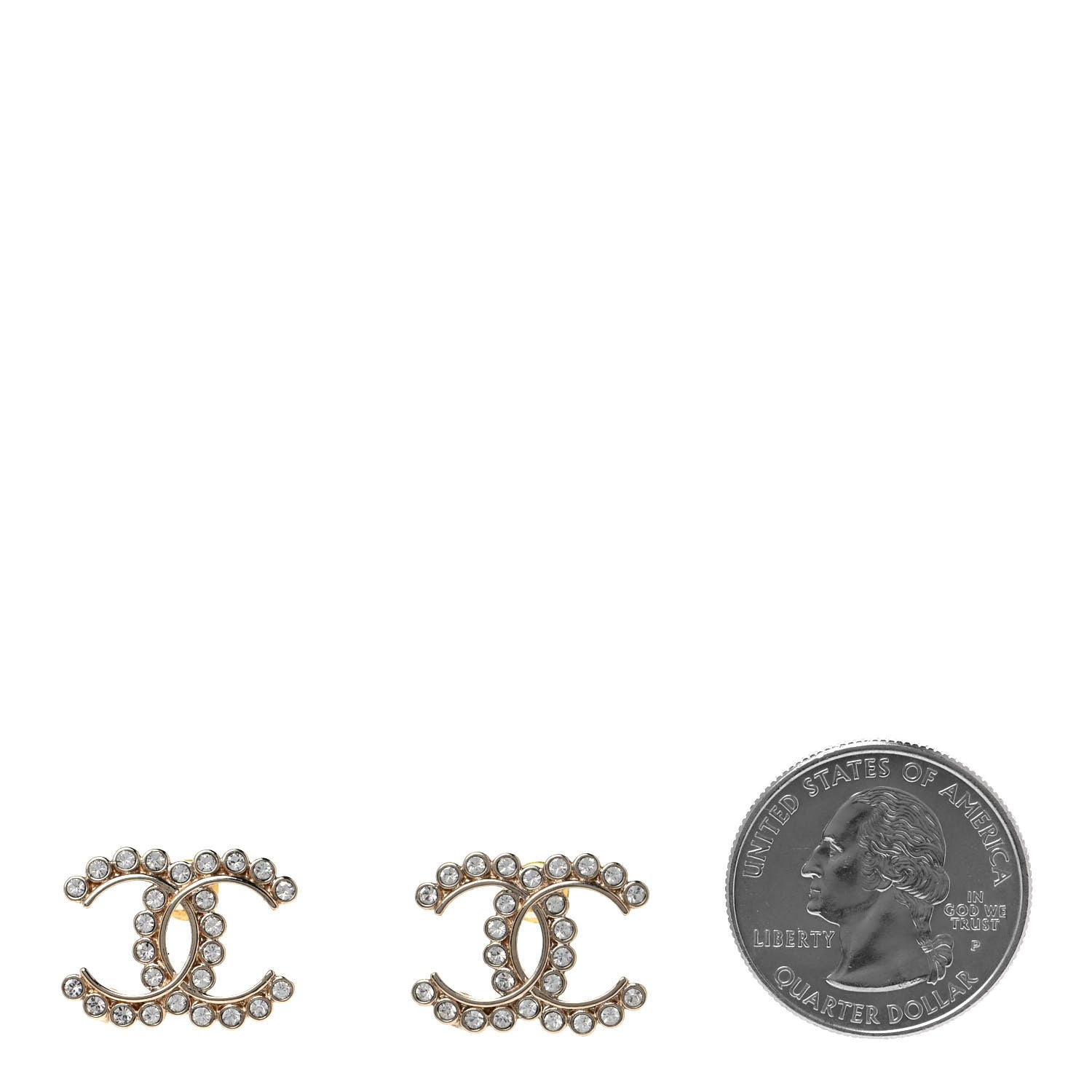 Chanel Crystal CC Earrings Gold 2 of 4