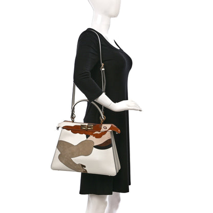 Fendi Vitello Seta Chamois Stocking Girl Inlay Medium Peekaboo I SEE U Satchel White Ice Multicolor 2 of 11