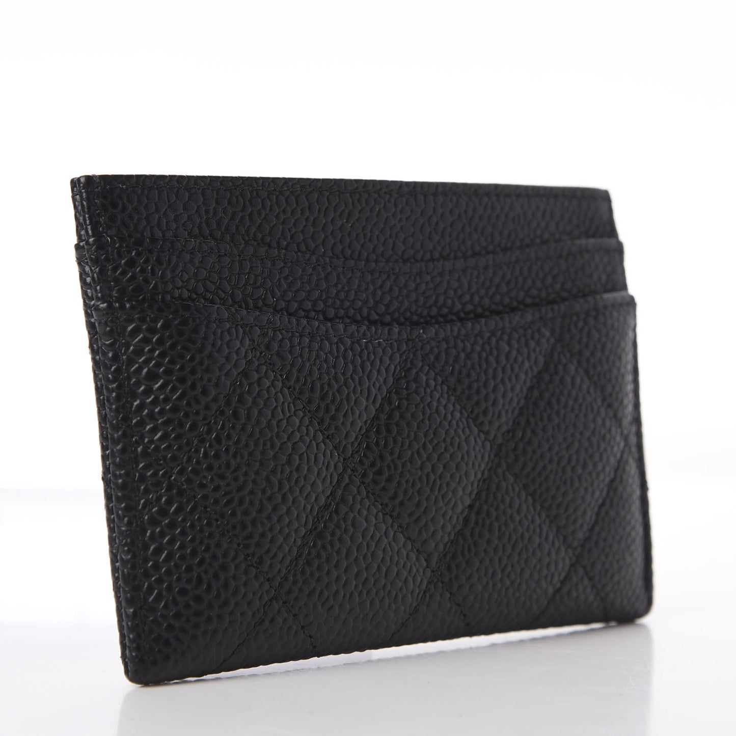 Caviar Quilted Card Holder Black