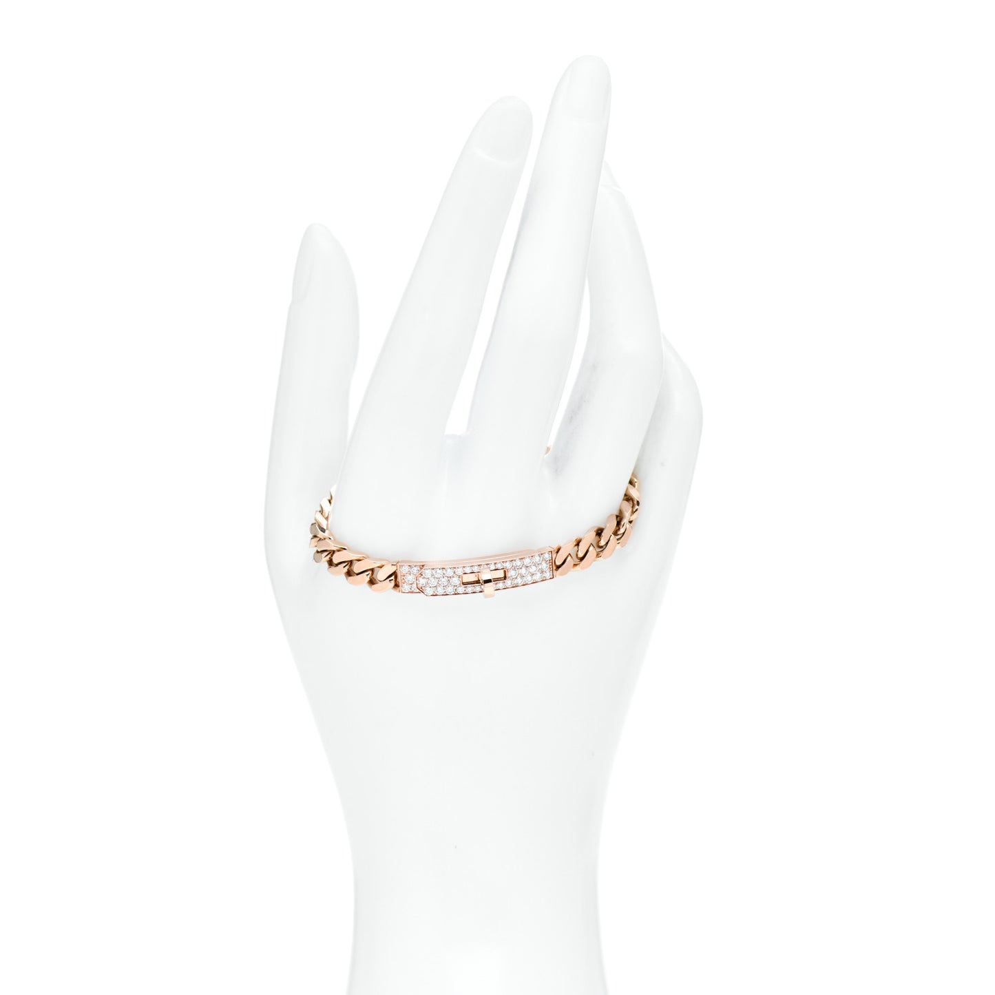 18K Rose Gold Diamond PM Kelly Gourmette Bracelet SH