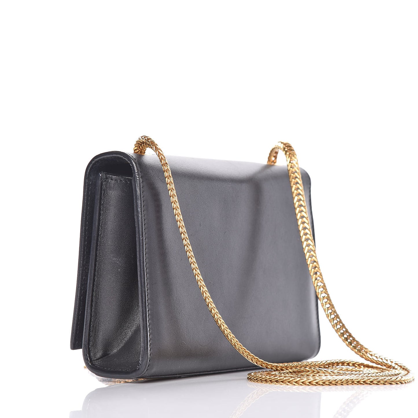 Calfskin Small Classic Monogram Kate Tassel Satchel Black