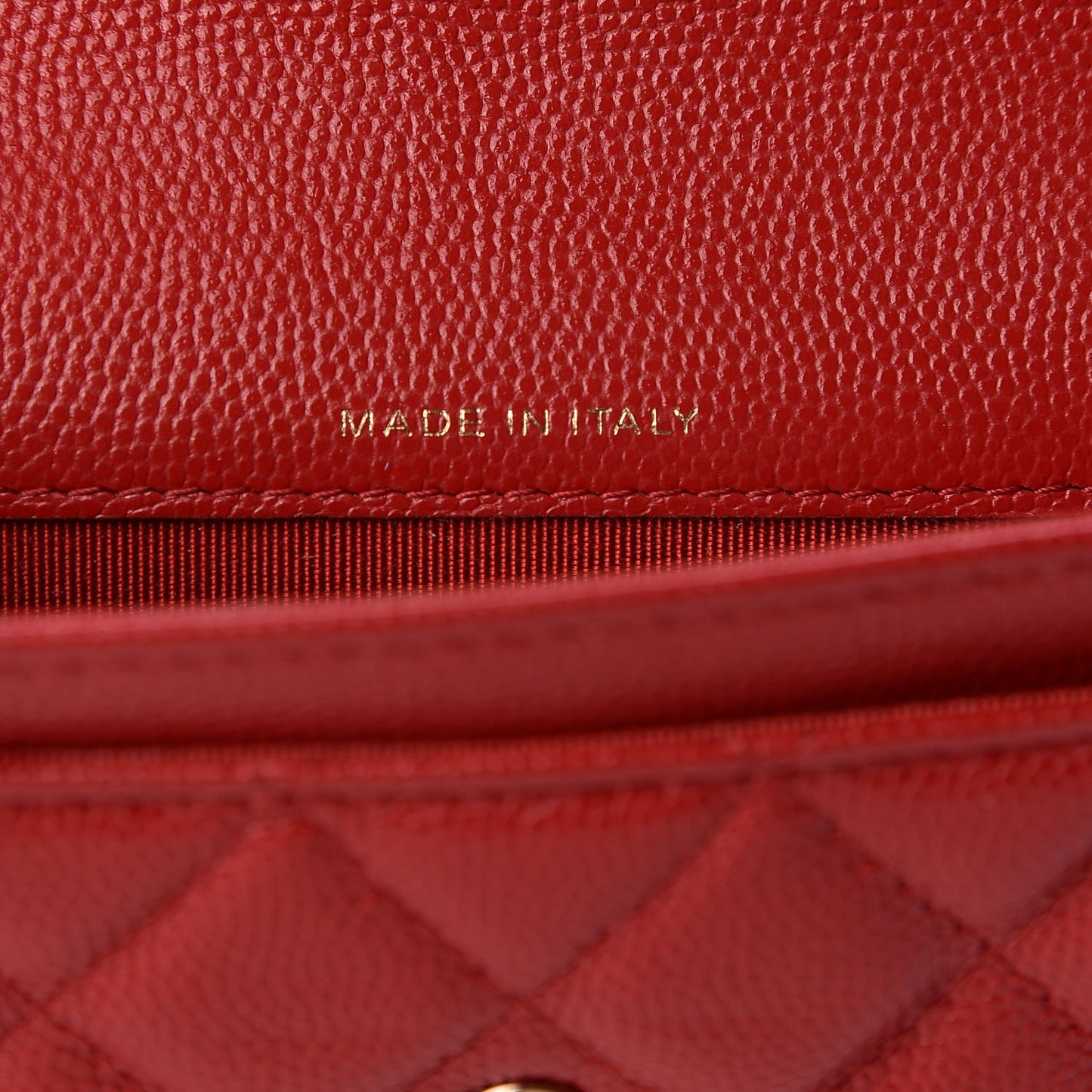 Caviar Quilted Flap Card Holder Wallet Red