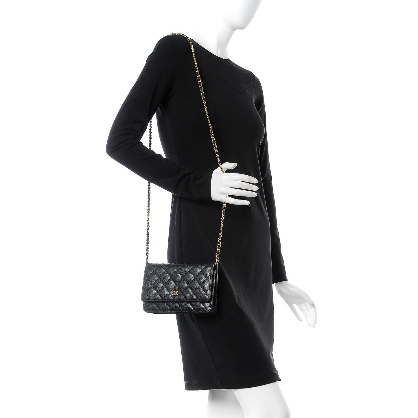 Caviar Quilted Wallet On Chain WOC Black