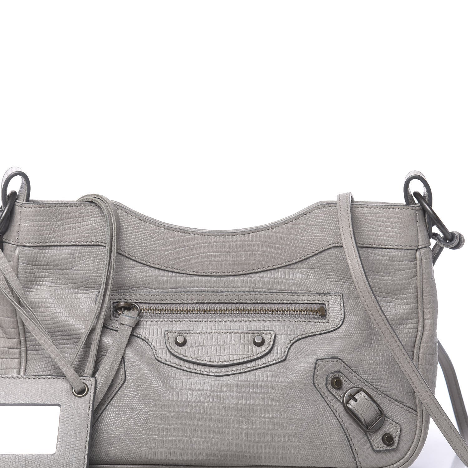 Balenciaga Agneau Lizard Embossed Classic Hardware Hip Gris Clair 10 of 10