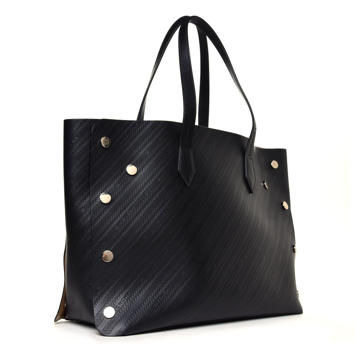 Givenchy Calfskin Chain Embossed Medium Bond Shopper Tote Black 2 of 4