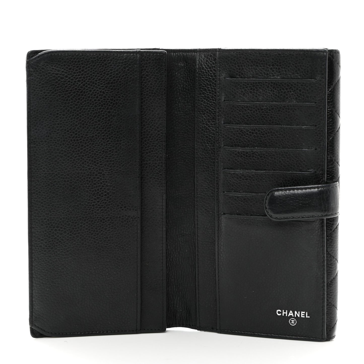 Caviar Quilted CC Long Double Wallet Black