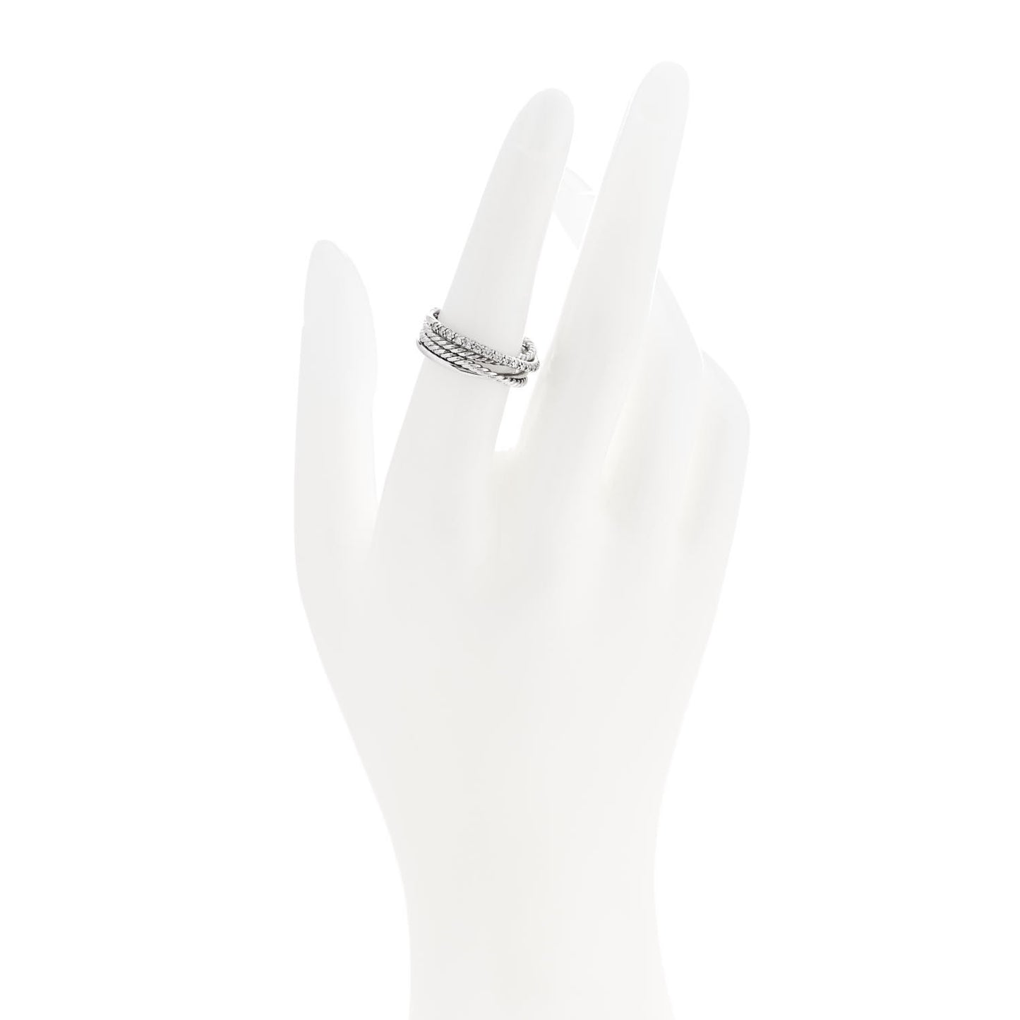 Sterling Silver Diamond 6.8mm Crossover Cable Ring 53 6.5