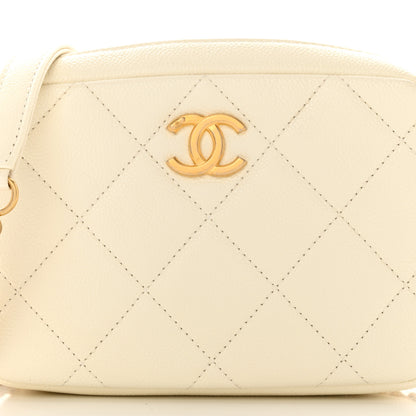 Chanel Shiny Caviar Quilted Chain Melody Camera Bag White 8 of 11