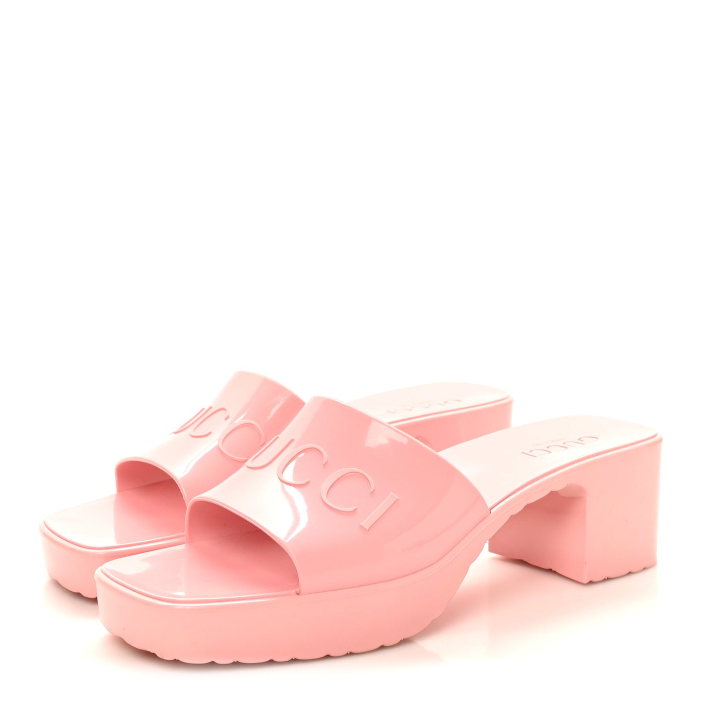 Rubber Gucci Logo Womens Platform 20/60mm Slide Sandals 38 Wild Rose