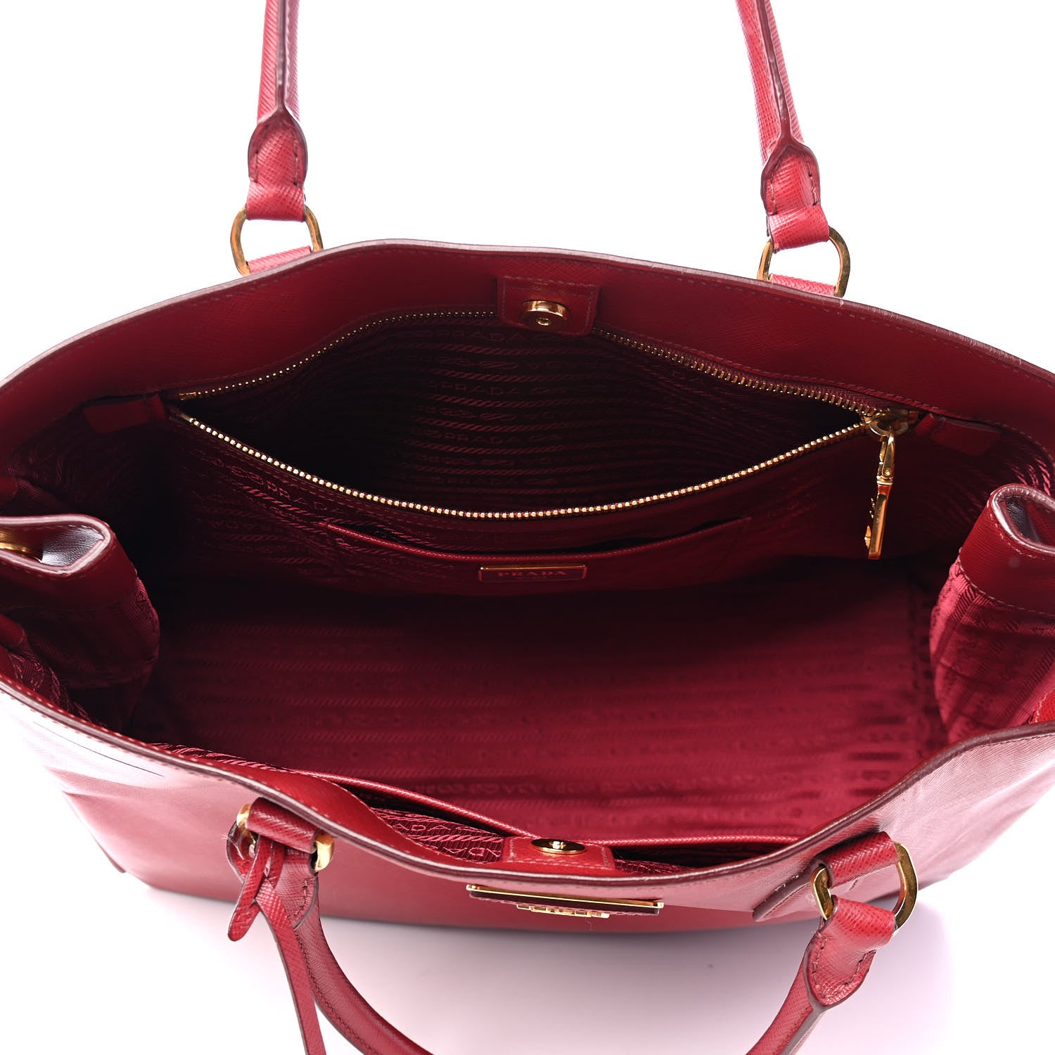 Prada Saffiano Lux Large Tote Cherry 5 of 16