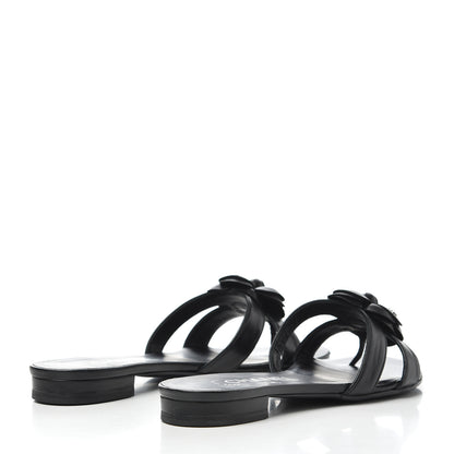 Chanel Lambskin Camellia Sandal Mules 35 Black 4 of 14