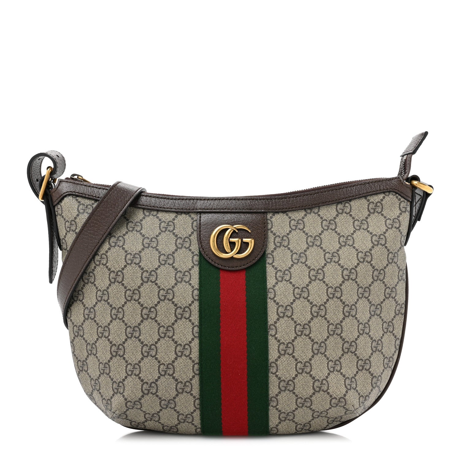 Gucci GG Supreme Monogram Web Small Ophidia Half Moon Hobo Brown 1 of 10