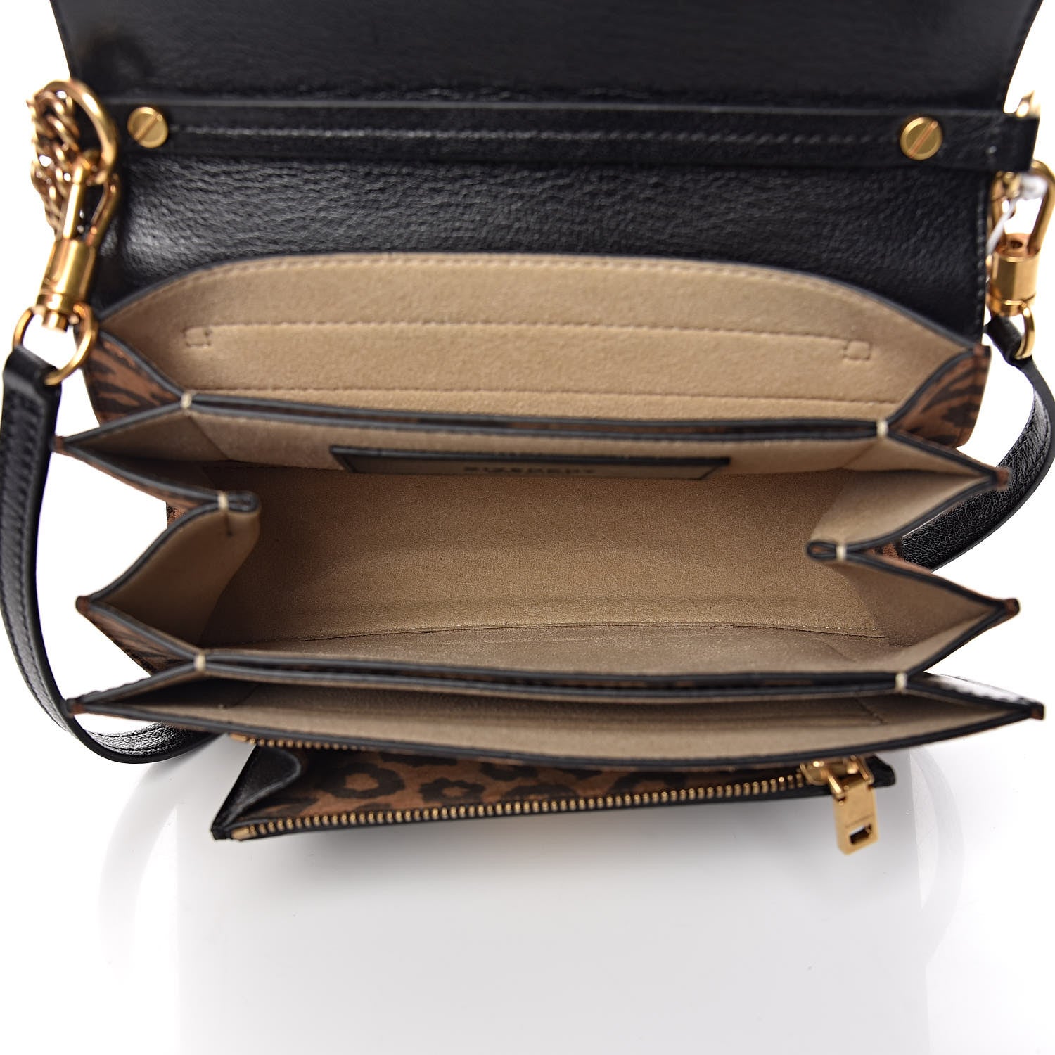 Givenchy Calfskin Suede Leopard Print Small GV3 Shoulder Bag Black Chestnut 6 of 9