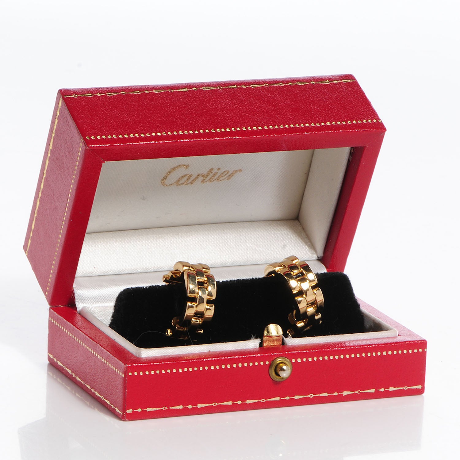 Cartier 18k Pink Yellow Gold Panthere Maillon Earrings 6 of 7