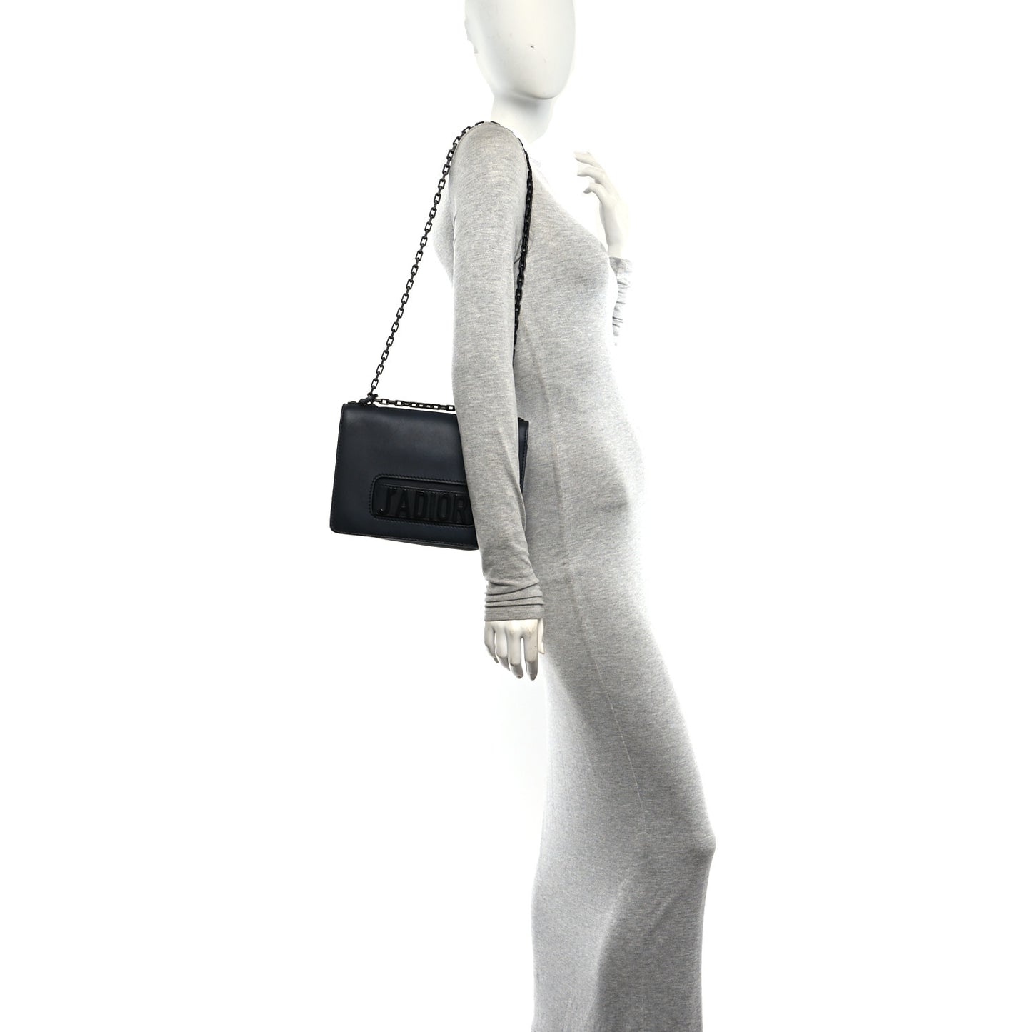 Ultra Matte Calfskin J'Adior Chain Flap Bag Black