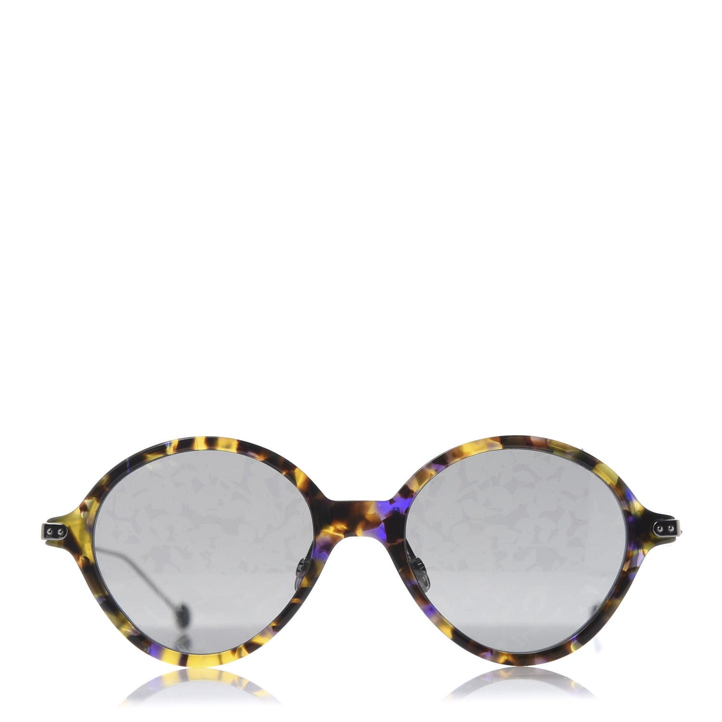 Acetate Leaf Print Umbrage Round Sunglasses Green Foliage