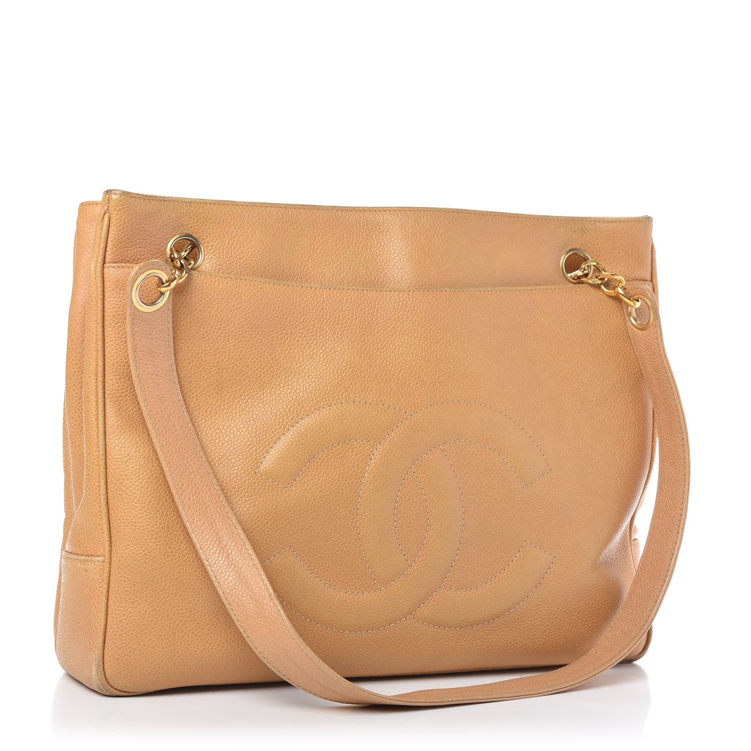 Chanel Caviar Flap Shoulder Bag Beige 3 of 10